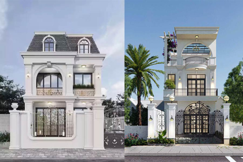 TOP 45+ mẫu nhà phố tân cổ điển 2 tầng đẹp sang trọng 2025